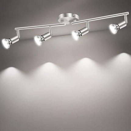 LED Ceiling Light,4 Way Rotatable Spot Lights for Ceiling,Flexible Ceiling Lights for Bedroom,Living Room, Black Nickel with Protectiv Bulb Trims(Gu10 Bulbs Not Included).