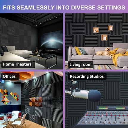 JBER Acoustic Panels  Foam Wedges 48pcs 30x30x2.5cm for Soundproof Padding Wall.