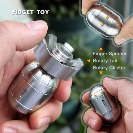 Atomic Bomb Fidget Spinner 3 in 1 EDC Clicker Toy Stainless Steel.