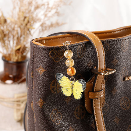 Crystal Butterfly Keychain Set,Tiger's Eye.