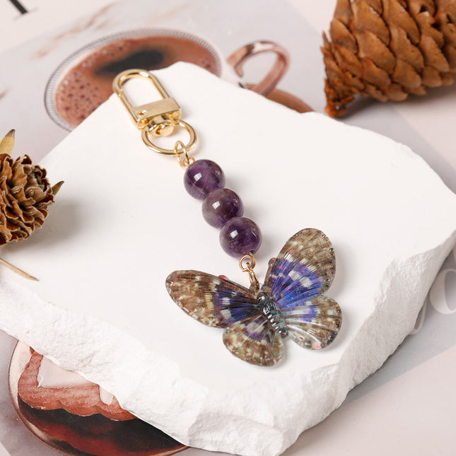 Crystal Butterfly Keychain Set,amethyst.