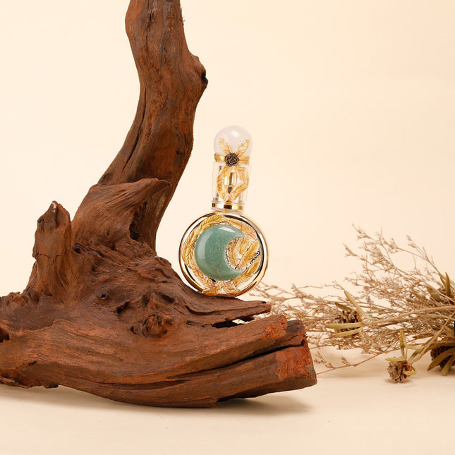 Healing natural crystal perfume bottle(25ml)-rose quartz aventurine Moon style.