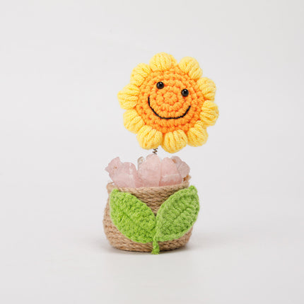 Natural crystal handmade sunflower ornament-rose quartz.