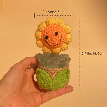 Natural crystal handmade sunflower ornament-rose quartz.