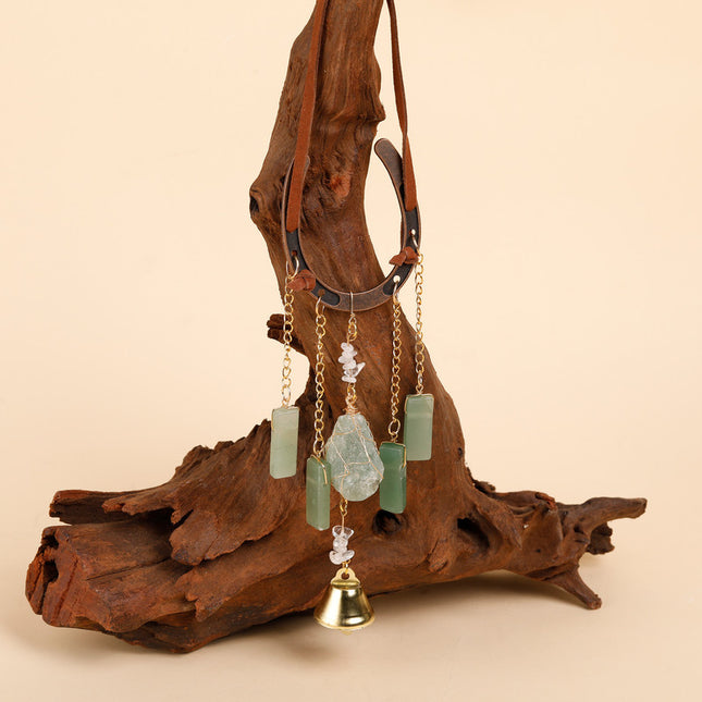Crystal Lucky Horseshoe Charm Pendant-aventurine.