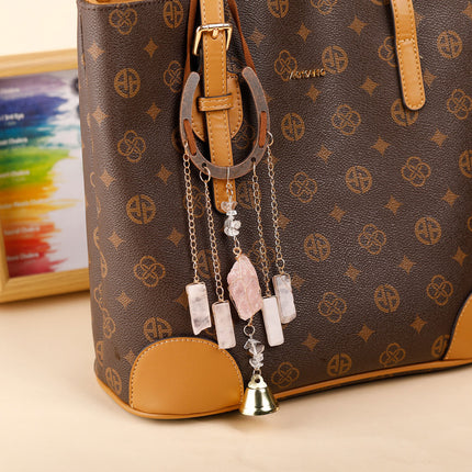Crystal Lucky Horseshoe Charm Pendant-rose quartz.