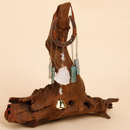 Crystal Lucky Horseshoe Charm Pendant-rose quartz Amazonite.