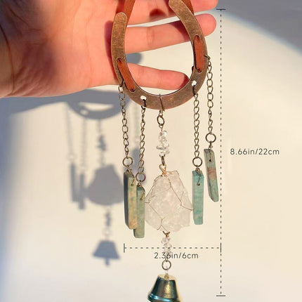 Crystal Lucky Horseshoe Charm Pendant-rose quartz Amazonite.