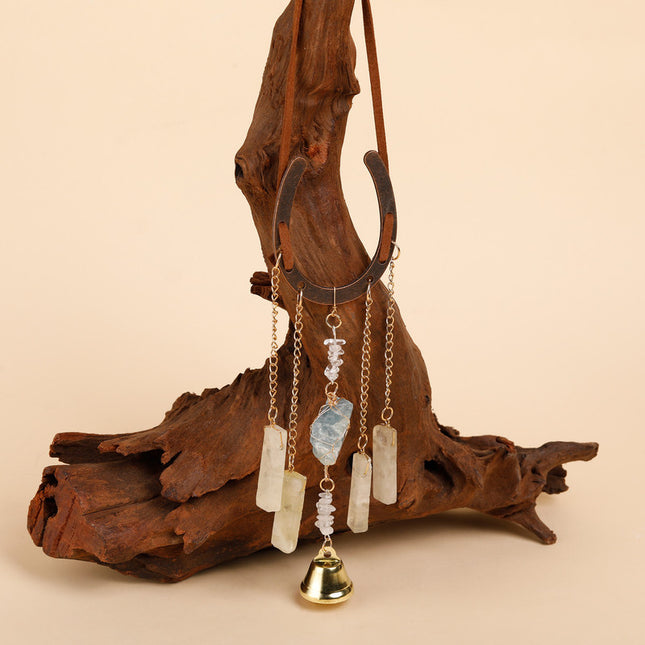 Crystal Lucky Horseshoe Charm Pendant-aquamarine.
