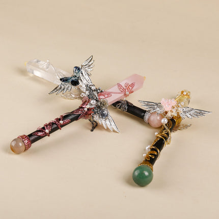 Handmade Crystal Wand, Natural Raw Gemstone Scepter, Magic Healing Wand White Crystal.