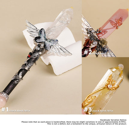 Handmade Crystal Wand, Natural Raw Gemstone Scepter, Magic Healing Wand White Crystal.