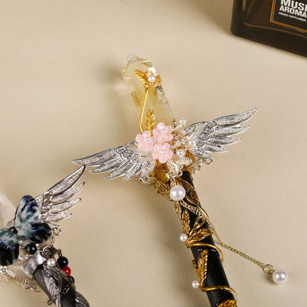 Handmade Crystal Wand, Natural Raw Gemstone Scepter, Magic Healing Wand Citrine.