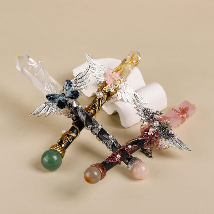 Handmade Crystal Wand, Natural Raw Gemstone Scepter, Magic Healing Wand Citrine.