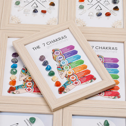 Seven Chakras Healing Crystal Stone Photo Frame Feng Shui or Hanging Home Wall Decoration, Office Gifts.