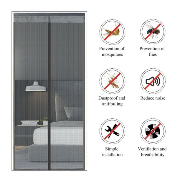 Extra Durable Magnetic Fly Screen Door Anti Mosquito Screen Mesh Curtain Grey-100x230cm.
