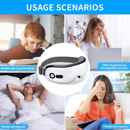 Eye Massager with Heat, Vibration and Warm Compress, Smart Sleeping Eyes Mask with Bluetooth Can Connect with Phone for Music.