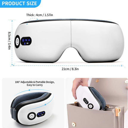 Eye Massager with Heat, Vibration and Warm Compress, Smart Sleeping Eyes Mask with Bluetooth Can Connect with Phone for Music.