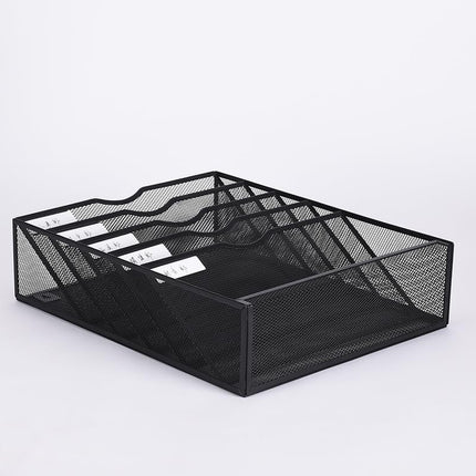 6 Tier Desktop File Organiser, Wall Mount Magazine Rack, Mesh Desk Organizer, Vertical Hanging Document Tray for Stationery, Mail, Paper and Letter Envelope, Book Holder.