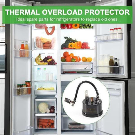 Thermal Overload Protector for Refrigerator Compressor Compatible with Hx1 1/3HP Black.