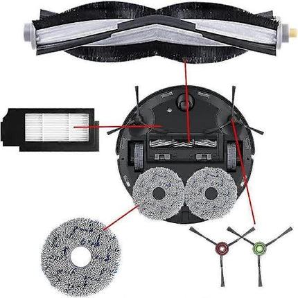 Ecovacs X1 Plus Robot Vacuum Cleaner Replacement Parts Kit with Main Brush, HEPA Filter, Mop Cloth, Dust Bag.
