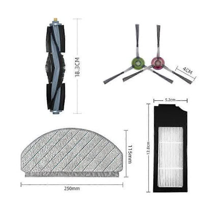 Ecovacs X1 Plus Robot Vacuum Cleaner Replacement Parts Kit with Main Brush, HEPA Filter, Mop Cloth, Dust Bag.