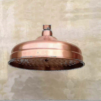 High Pressure Copper Rain Shower Head 20 cm (8 inch) Diameter Adjustable Angle Fixed Compatible with Standard Shower Arms Gold.
