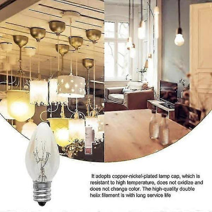 10W E12 C7 Filament Light Bulbs Warm White 10pcs 220-240V Compatible with Living Room Lamps.