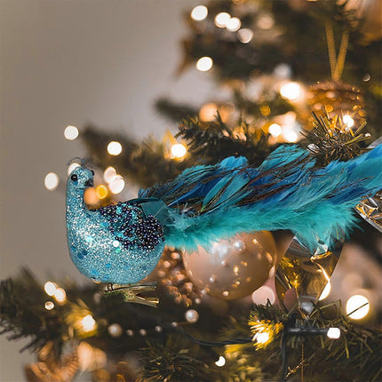 Peacock Feather Christmas Tree Ornaments, 3D Simulation Decorations, Natural Hanging Crafts for Christmas Decor.