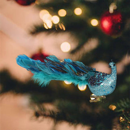 Peacock Feather Christmas Tree Ornaments, 3D Simulation Decorations, Natural Hanging Crafts for Christmas Decor.