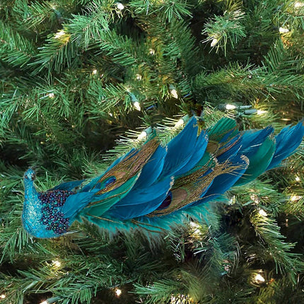 Peacock Feather Christmas Tree Ornaments, 3D Simulation Decorations, Natural Hanging Crafts for Christmas Decor.