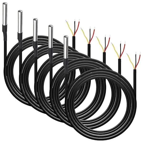 Digital Temperature Sensor Waterproof DS18B20 5pcs Thermal Cable -55 to +125℃ Compatible.