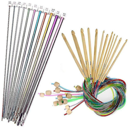 Tunisian Crochet Hook Set 23-Piece with Pearl and Carbonized Bamboo Hooks.
