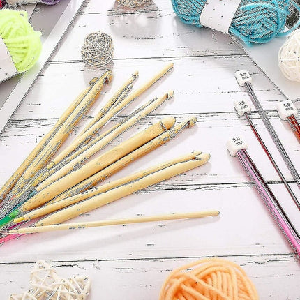 Tunisian Crochet Hook Set 23-Piece with Pearl and Carbonized Bamboo Hooks.