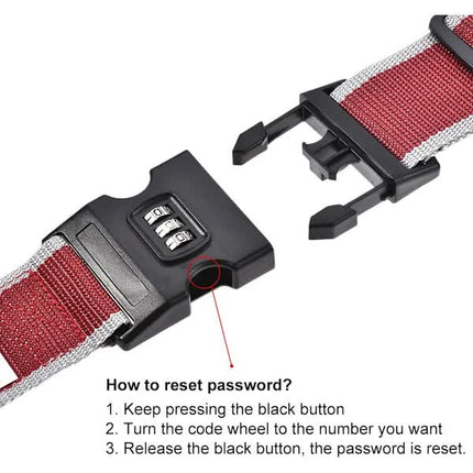 Luggage Straps Suitcase Belts with Buckle and Lock, 2M x 5cm Adjustable PP Packing Straps, Red Gray, 4pcs.