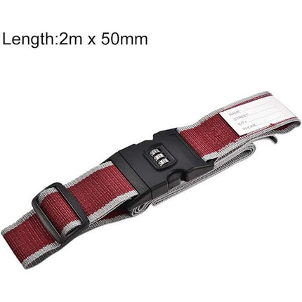 Luggage Straps Suitcase Belts with Buckle and Lock, 2M x 5cm Adjustable PP Packing Straps, Red Gray, 4pcs.