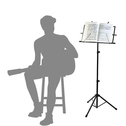 Adjustable Music Stand Portable Foldable Metal Stand with Carrying Bag Lightweight for Travel Storage Black.