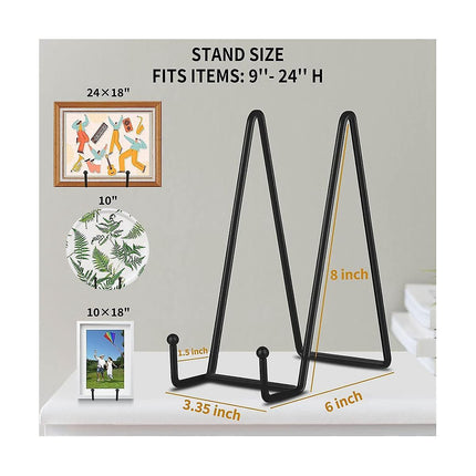 8 Inch Black Metal Plate Stand Holder for Picture, Decorative Plate, Book Compatible with Various Brands.