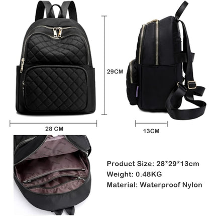 Women's Casual Backpack - Anti-Theft Nylon Small Backpack, Black.