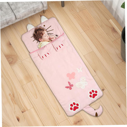 Sleeping bag for children, cozy cartoon design for boys and girls.
