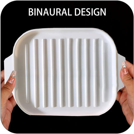 Microwave Tray for Bacon, 30 x 20 x 0.8 cm Silicone Bacon Pan with Lid and Handle, Crispy Bacon Maker.