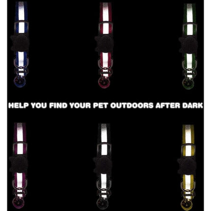 Adjustable Reflective Collars for Cats and Puppies with Bell and Safety Buckle, 6X Multicolor Pet Accessories.