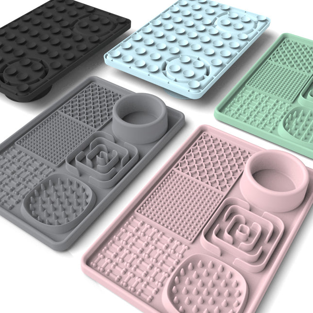 Dog Lick Mat Pink Square Food Bowl.