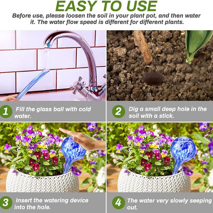 4 pcs Self-Watering Glass Plant Watering Balls.