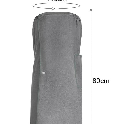 Sauna Skirt for Women with Pockets and Buttons Long Towel Grey.