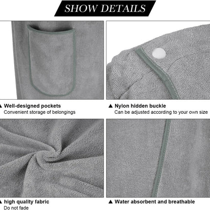 Sauna Skirt for Women with Pockets and Buttons Long Towel Grey.