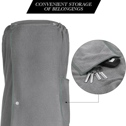 Sauna Skirt for Women with Pockets and Buttons Long Towel Grey.
