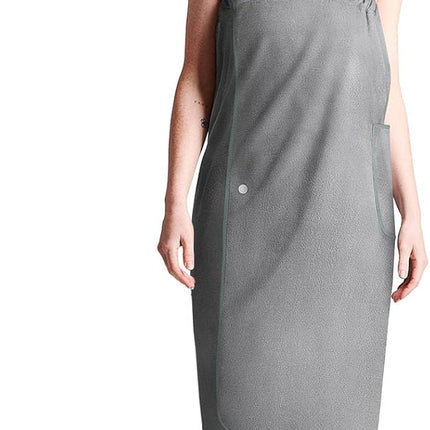 Sauna Skirt for Women with Pockets and Buttons Long Towel Grey.