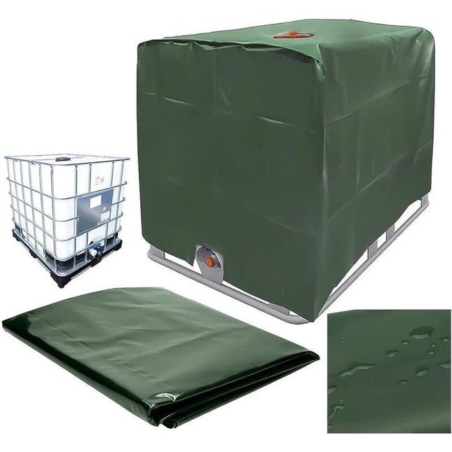 Water Tank Cover, IBC Tank Cover for 1000L Tank, Water Tank Container Protective Cover, Dustproof Anti-UV Anti-Rain, 120x100x116cm (Green).