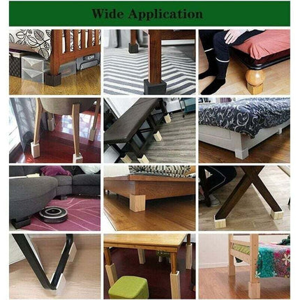 Wooden Furniture Risers 4-Pack 5x5x5cm for Desk Table Bed Lifting Feet Compatible with Multiple Brands.