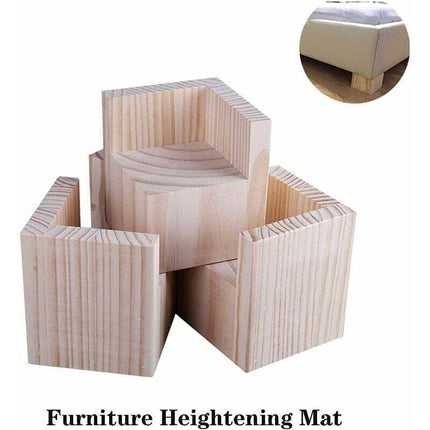 Wooden Furniture Risers 4-Pack 5x5x5cm for Desk Table Bed Lifting Feet Compatible with Multiple Brands.